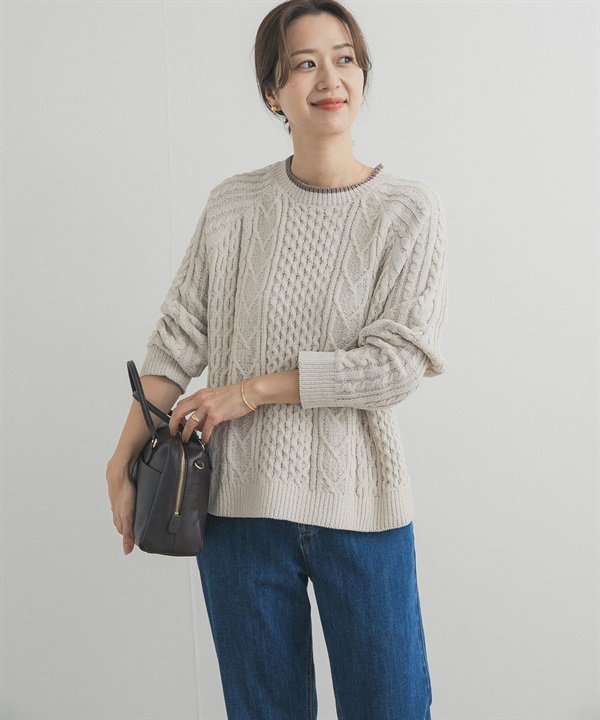 連肩袖雪尼爾紗針織衫