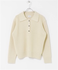 領子設計畦編針織衫(象牙白-FREE-IVORY)