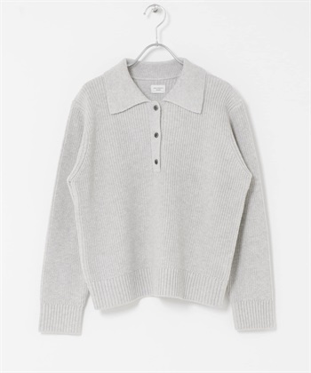 領子設計畦編針織衫(淺灰色-FREE-LIGHT GRAY)