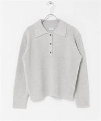 領子設計畦編針織衫(淺灰色-FREE-LIGHT GRAY)