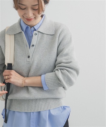 領子設計畦編針織衫