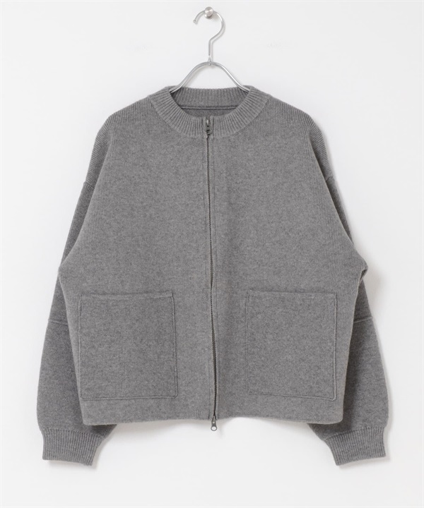 針織拉鍊夾克(灰色-M-其他灰色)