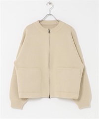 針織拉鍊夾克(膚色-M-BEIGE)