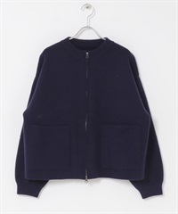 針織拉鍊夾克(藏青色-M-NAVY)