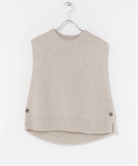 羊毛混喀什米爾針織背心(膚色-M-BEIGE)