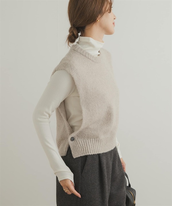 羊毛混喀什米爾針織背心