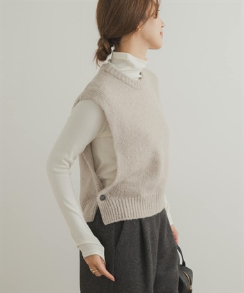 羊毛混喀什米爾針織背心