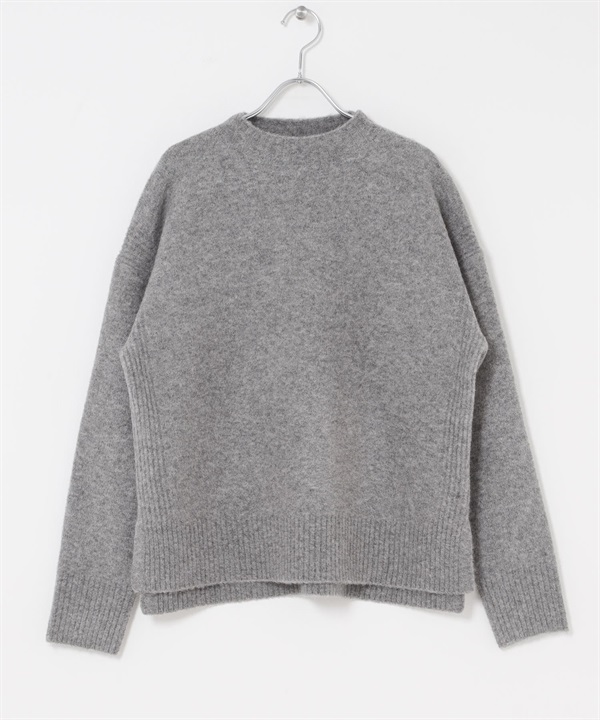 高領側邊開衩針織衫(炭灰色-FREE-CHARCOAL GRAY)