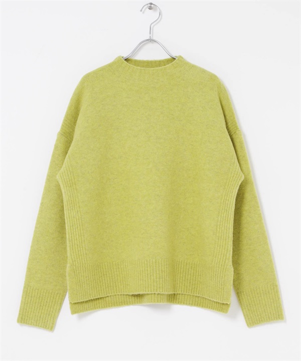 高領側邊開衩針織衫(開心果綠-FREE-其他綠色)