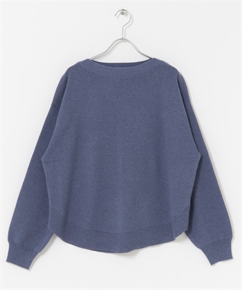 棉混羊毛船型領針織衫(藍色-FREE-BLUE)