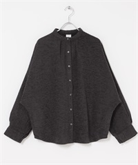 蝙蝠袖立領襯衫(炭灰色-FREE-CHARCOAL GRAY)