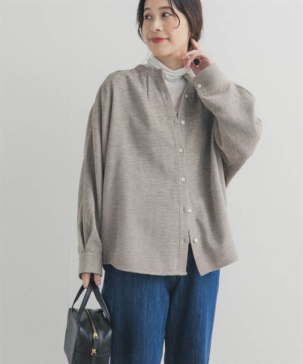 蝙蝠袖立領襯衫