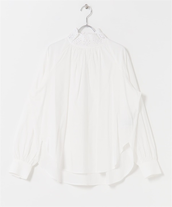 鳥眼蕾絲領罩衫(米白色-FREE-OFF WHITE)