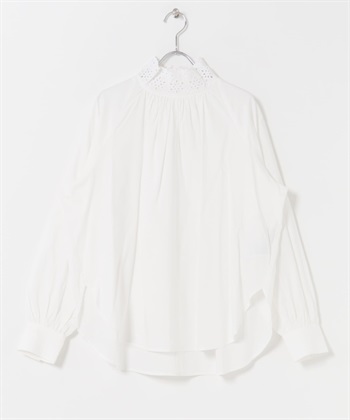 鳥眼蕾絲領罩衫(米白色-FREE-OFF WHITE)