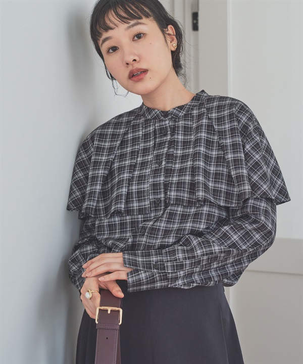 格紋斗篷罩衫