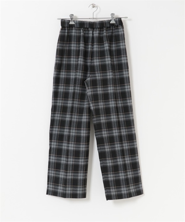 UR TECH 格紋直筒輕便長褲(黑色-S-BLACK)