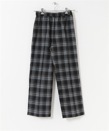 UR TECH 格紋直筒輕便長褲(黑色-M-BLACK)