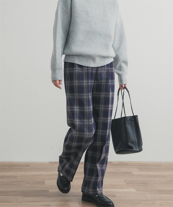 UR TECH 格紋直筒輕便長褲