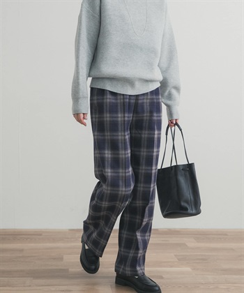 UR TECH 格紋直筒輕便長褲