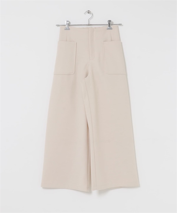 針織麥爾登寬褲(亞麻色-M-其他白色)