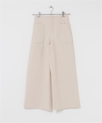 針織麥爾登寬褲(亞麻色-M-其他白色)