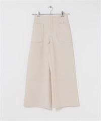 針織麥爾登寬褲(亞麻色-M-其他白色)