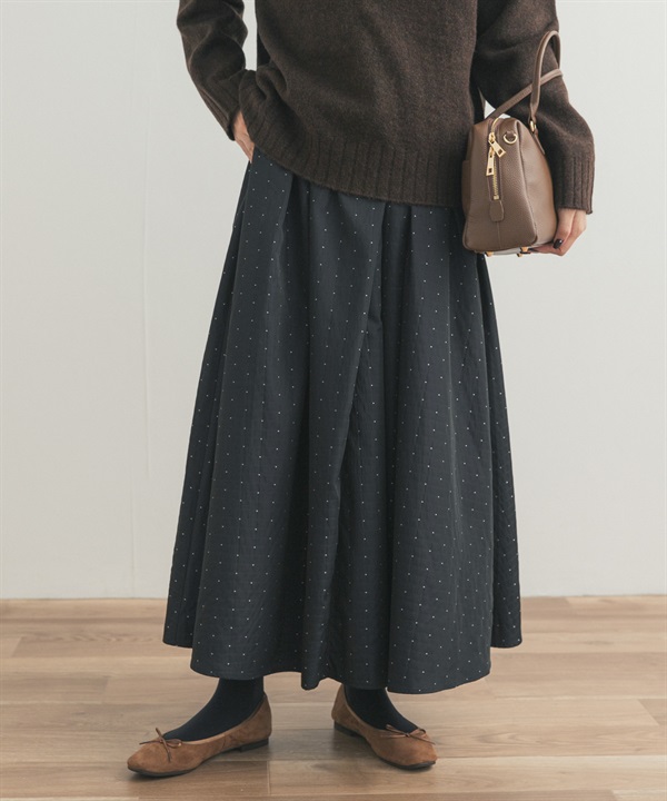 點點打褶碎褶裙