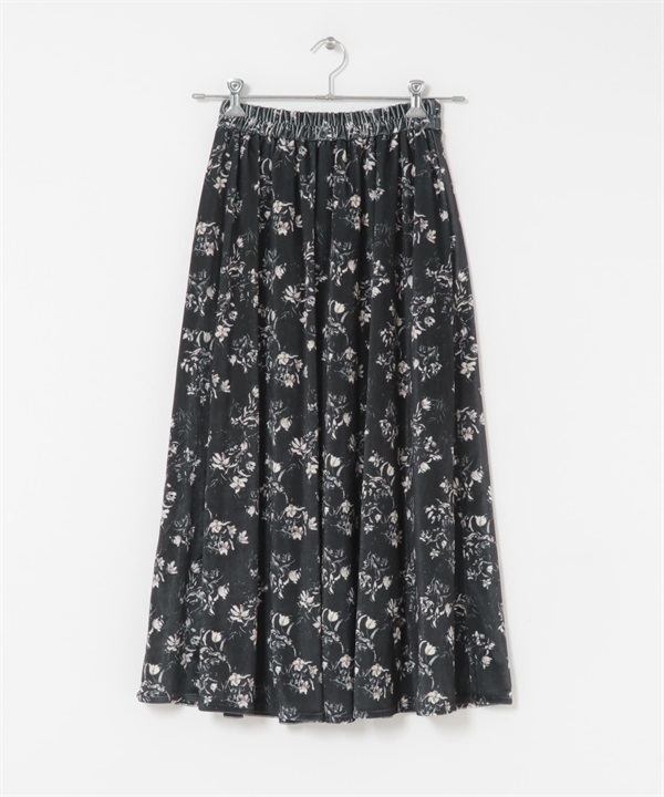 絲絨印花裙(黑色-M-其他黑色)