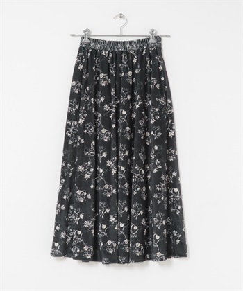 絲絨印花裙(黑色-M-其他黑色)