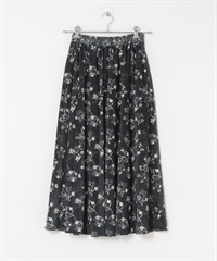 絲絨印花裙(黑色-M-其他黑色)