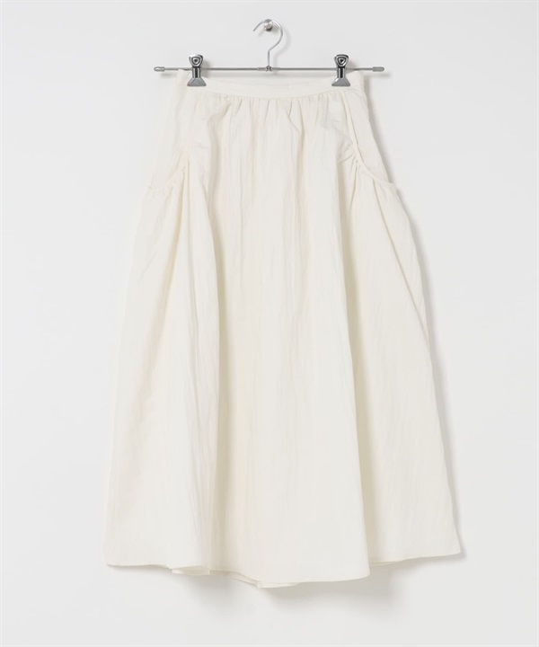 側邊口袋碎褶裙(米色-FREE-OFF WHITE)