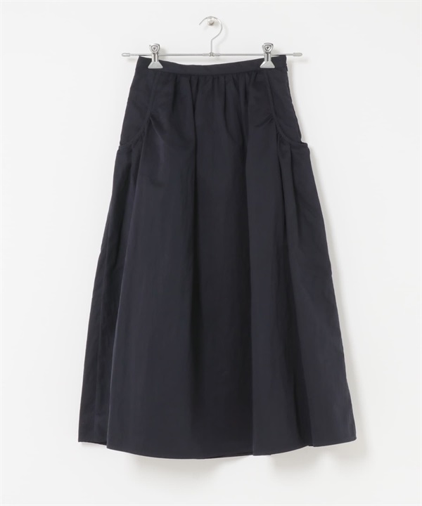 側邊口袋碎褶裙(藏青色-FREE-NAVY)