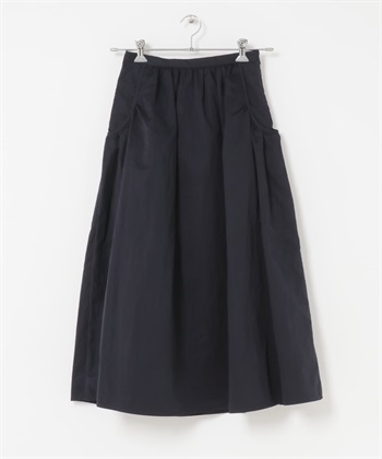 側邊口袋碎褶裙(藏青色-FREE-NAVY)