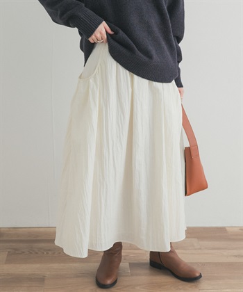 側邊口袋碎褶裙