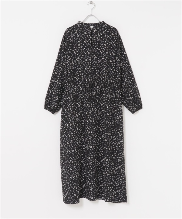 小碎花抽繩洋裝(黑色-FREE-BLACK)
