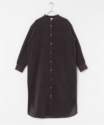 UR TECH 燈芯絨襯衫洋裝(灰色-M-GRAY)