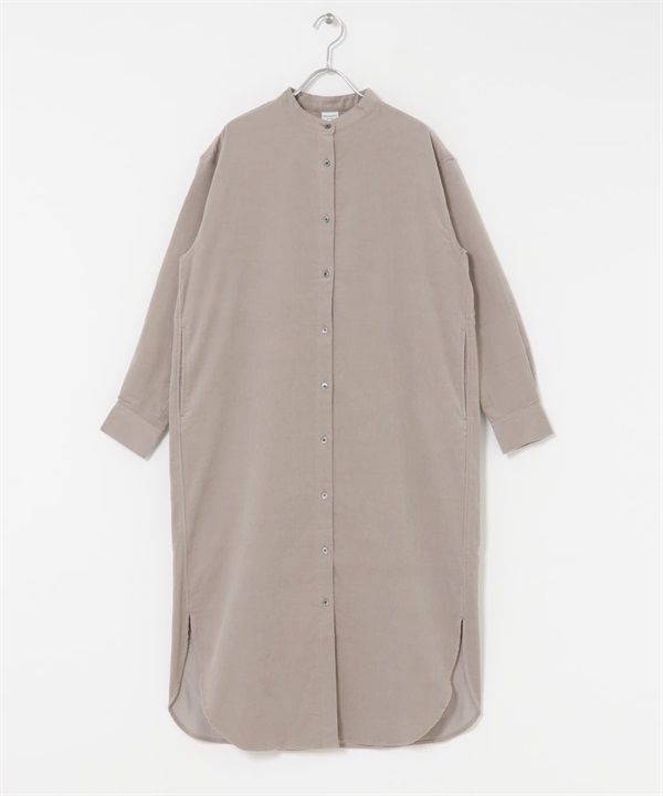 UR TECH 燈芯絨襯衫洋裝(灰膚色-S-BEIGE)