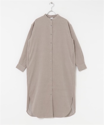 UR TECH 燈芯絨襯衫洋裝(灰膚色-M-BEIGE)