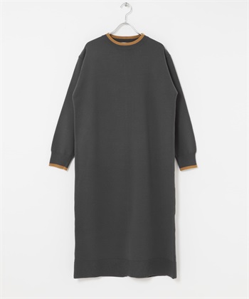 配色針織洋裝(炭灰色-FREE-CHARCOAL GRAY)