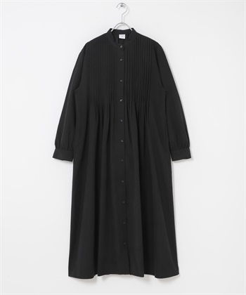 蜜桃絨細褶洋裝(黑色-FREE-BLACK)