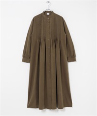 蜜桃絨細褶洋裝(卡其綠-FREE-KHAKI)