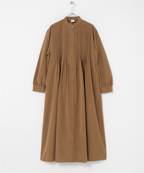 蜜桃絨細褶洋裝(駝色-FREE-CAMEL)