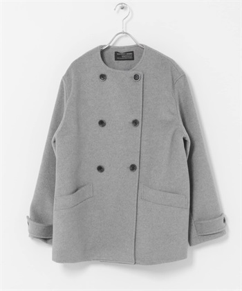 羊毛無領大衣(灰色-M-其他灰色)