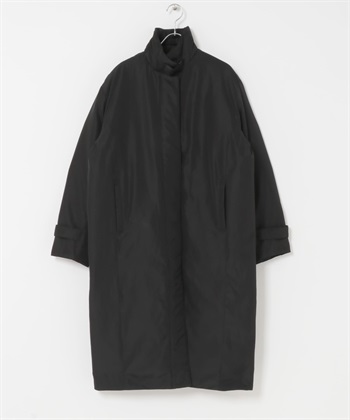 無絎縫輕量羽絨長大衣(黑色-M-BLACK)