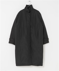 無絎縫輕量羽絨長大衣(黑色-M-BLACK)