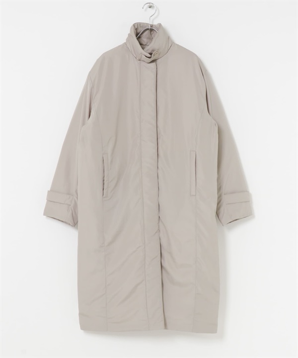 無絎縫輕量羽絨長大衣(灰膚色-M-其他膚色)