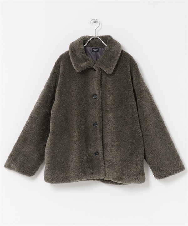 繭型絨毛大衣(炭灰色-M-CHARCOAL GRAY)