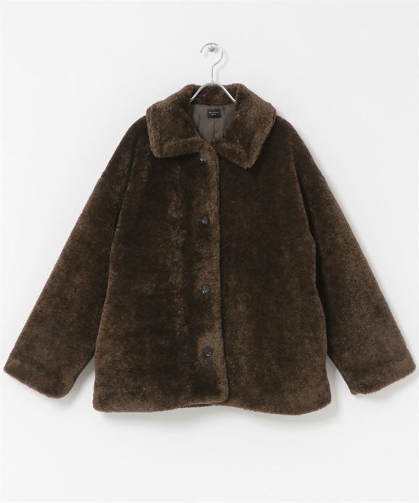繭型絨毛大衣(棕色-M-BROWN)