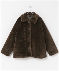 繭型絨毛大衣(棕色-M-BROWN)