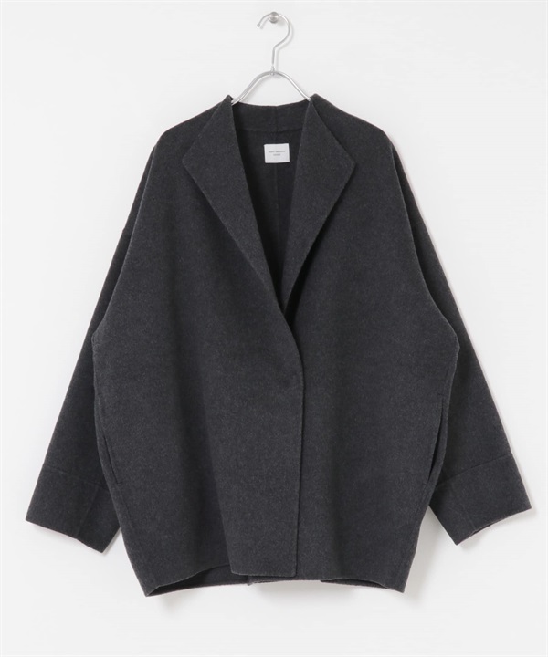 羊毛雙面呢中長版大衣(炭灰色-M-CHARCOAL GRAY)